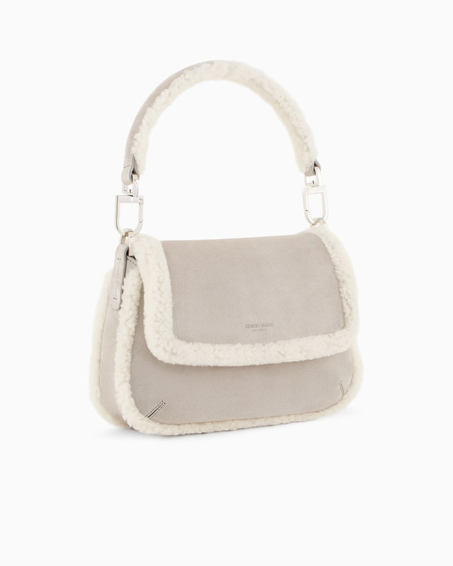 The World Of Armani GIORGIO ARMANI NEVE BORSA A MANO PICCOLA LA PRIMA SOFT IN SUEDE E MONTONE