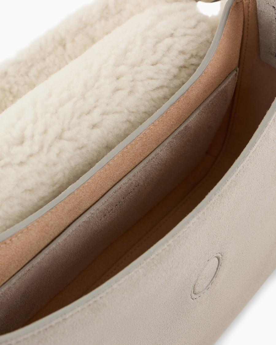 The World Of Armani GIORGIO ARMANI NEVE BORSA A MANO PICCOLA LA PRIMA SOFT IN SUEDE E MONTONE