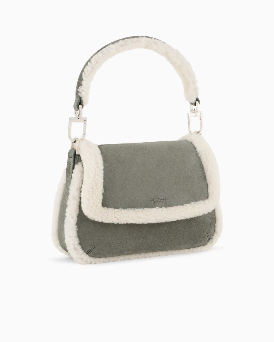 The World Of Armani GIORGIO ARMANI NEVE BORSA A MANO PICCOLA LA PRIMA SOFT IN SUEDE E MONTONE