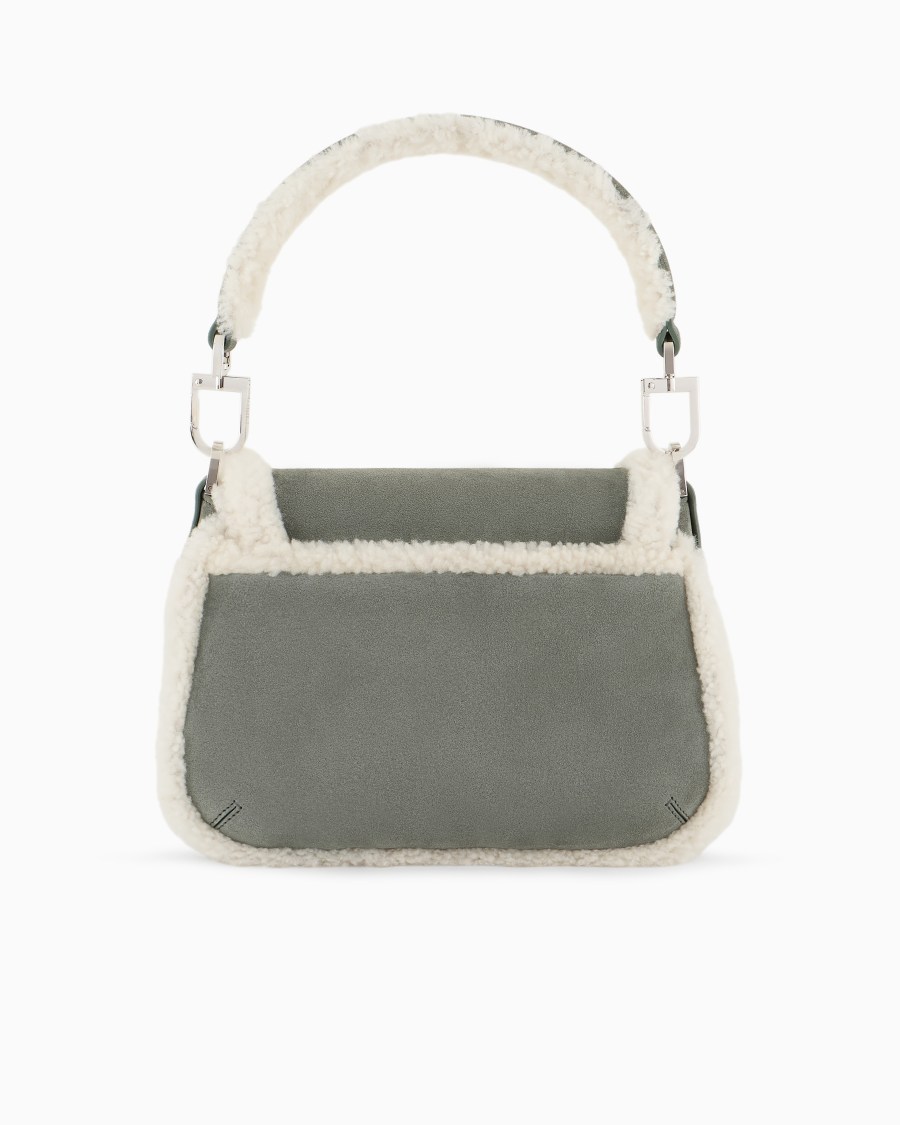 The World Of Armani GIORGIO ARMANI NEVE BORSA A MANO PICCOLA LA PRIMA SOFT IN SUEDE E MONTONE