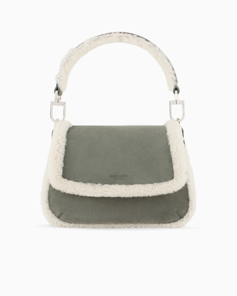 The world of armani GIORGIO ARMANI NEVE BORSA A MANO PICCOLA LA PRIMA SOFT IN SUEDE E MONTONE