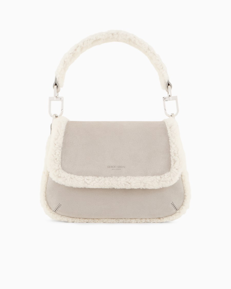 The world of armani GIORGIO ARMANI NEVE BORSA A MANO PICCOLA LA PRIMA SOFT IN SUEDE E MONTONE