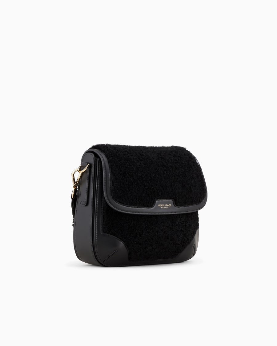 The World Of Armani GIORGIO ARMANI NEVE BORSA A SPALLA GRANDE IN SHERLING E E PELLE