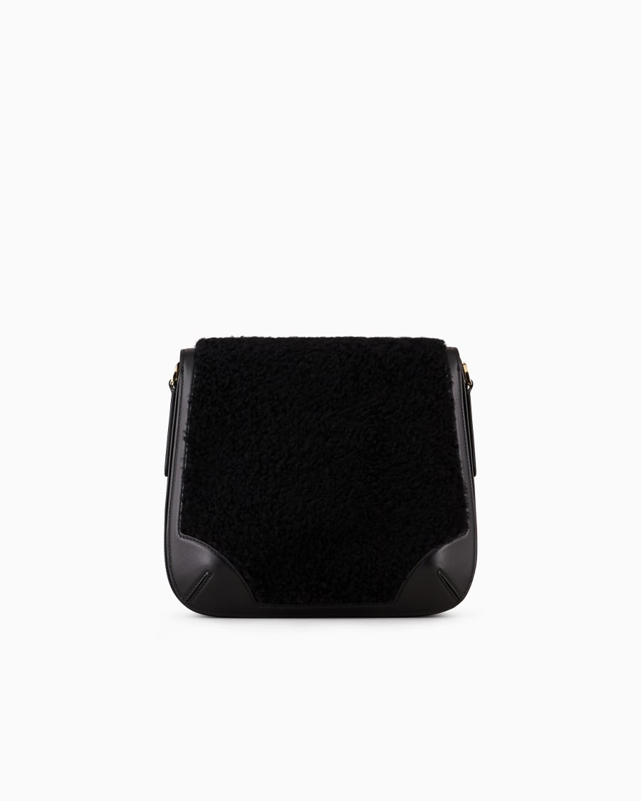 The World Of Armani GIORGIO ARMANI NEVE BORSA A SPALLA GRANDE IN SHERLING E E PELLE