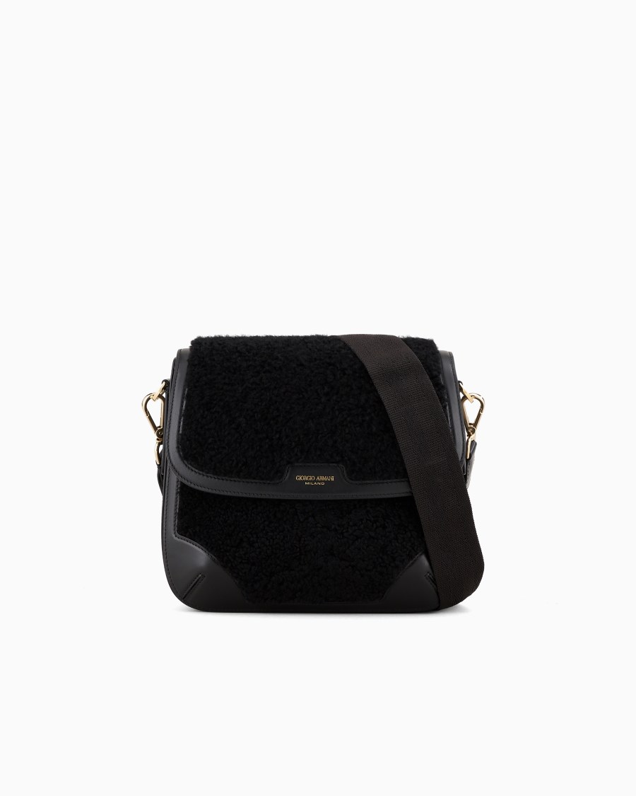 The world of armani GIORGIO ARMANI NEVE BORSA A SPALLA GRANDE IN SHERLING E E PELLE