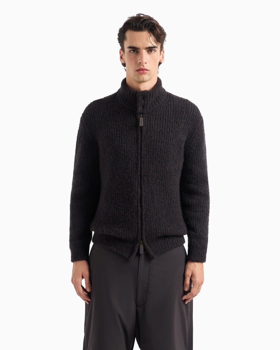 The World Of Armani GIORGIO ARMANI NEVE CARDIGAN CON ZIP IN CASHMERE E SETA