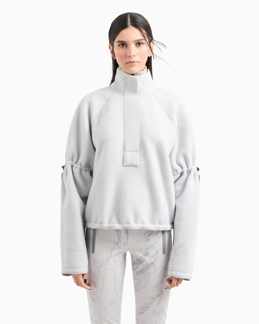 The World Of Armani GIORGIO ARMANI NEVE FELPA A LUPETTO IN JERSEY DI LANA VERGINE E CASHMERE EFFETTO PILE