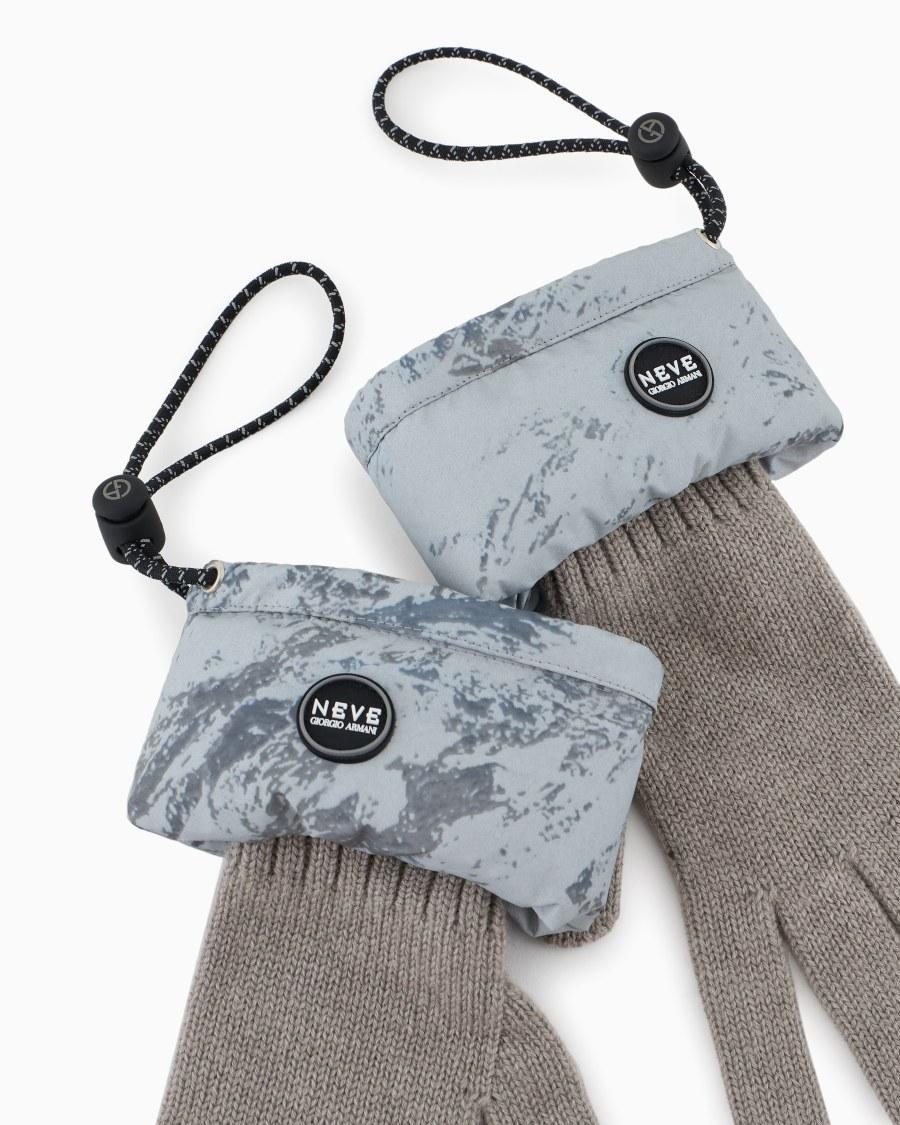 The World Of Armani GIORGIO ARMANI NEVE GUANTI IN CASHMERE CON POLSINI IN NYLON STAMPATO
