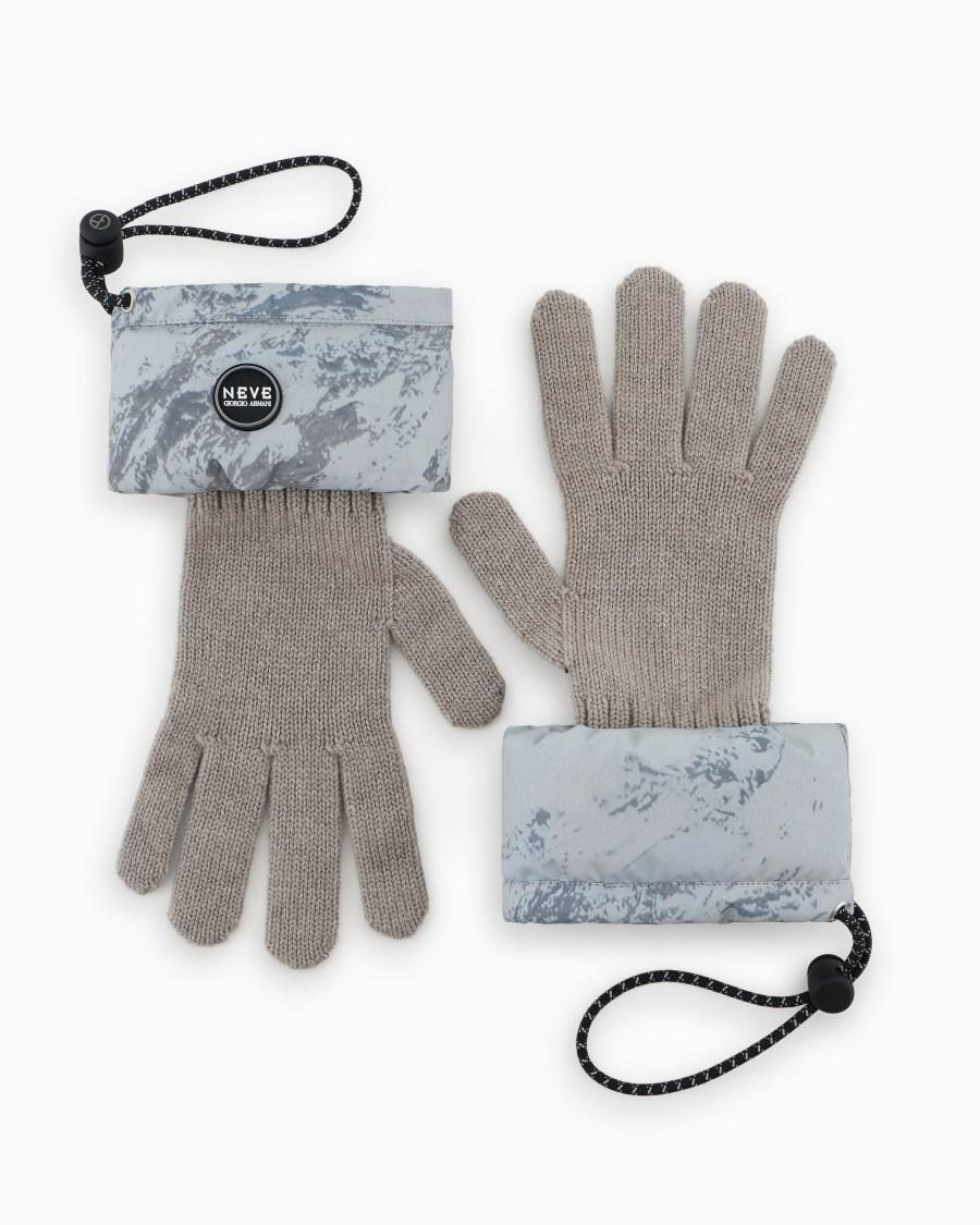 The world of armani GIORGIO ARMANI NEVE GUANTI IN CASHMERE CON POLSINI IN NYLON STAMPATO