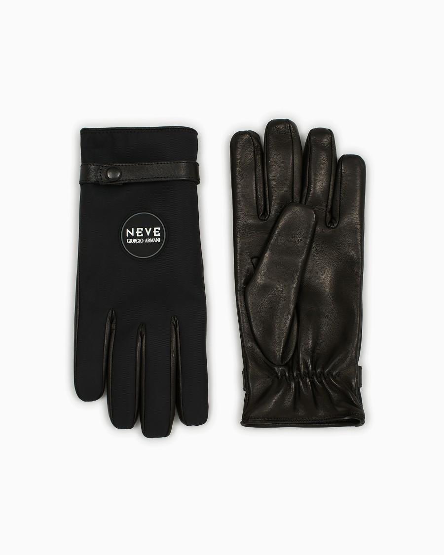 The world of armani GIORGIO ARMANI NEVE GUANTI IN NYLON E NAPPA