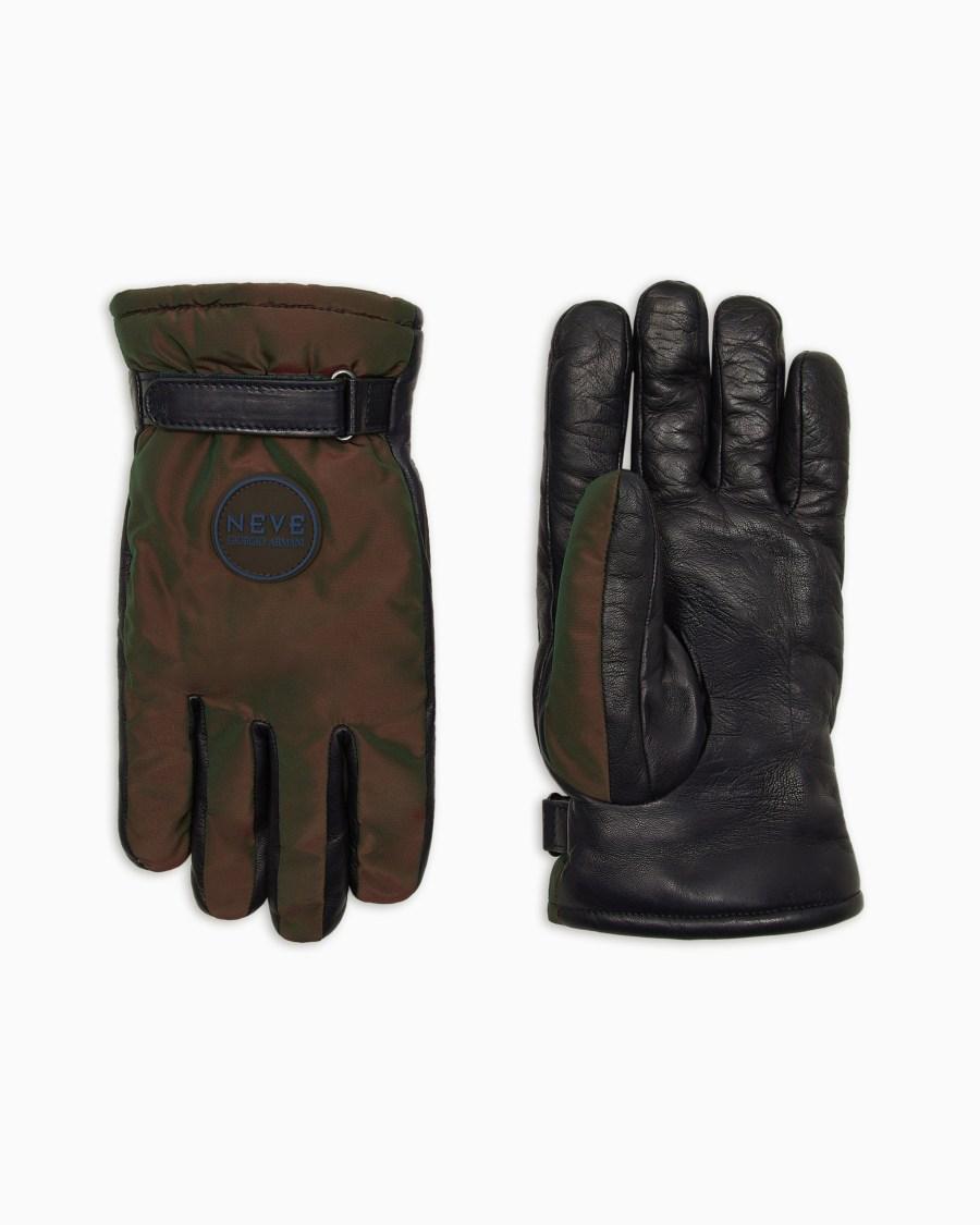 The world of armani GIORGIO ARMANI NEVE GUANTI IN PELLE E TESSUTO CANGIANTE
