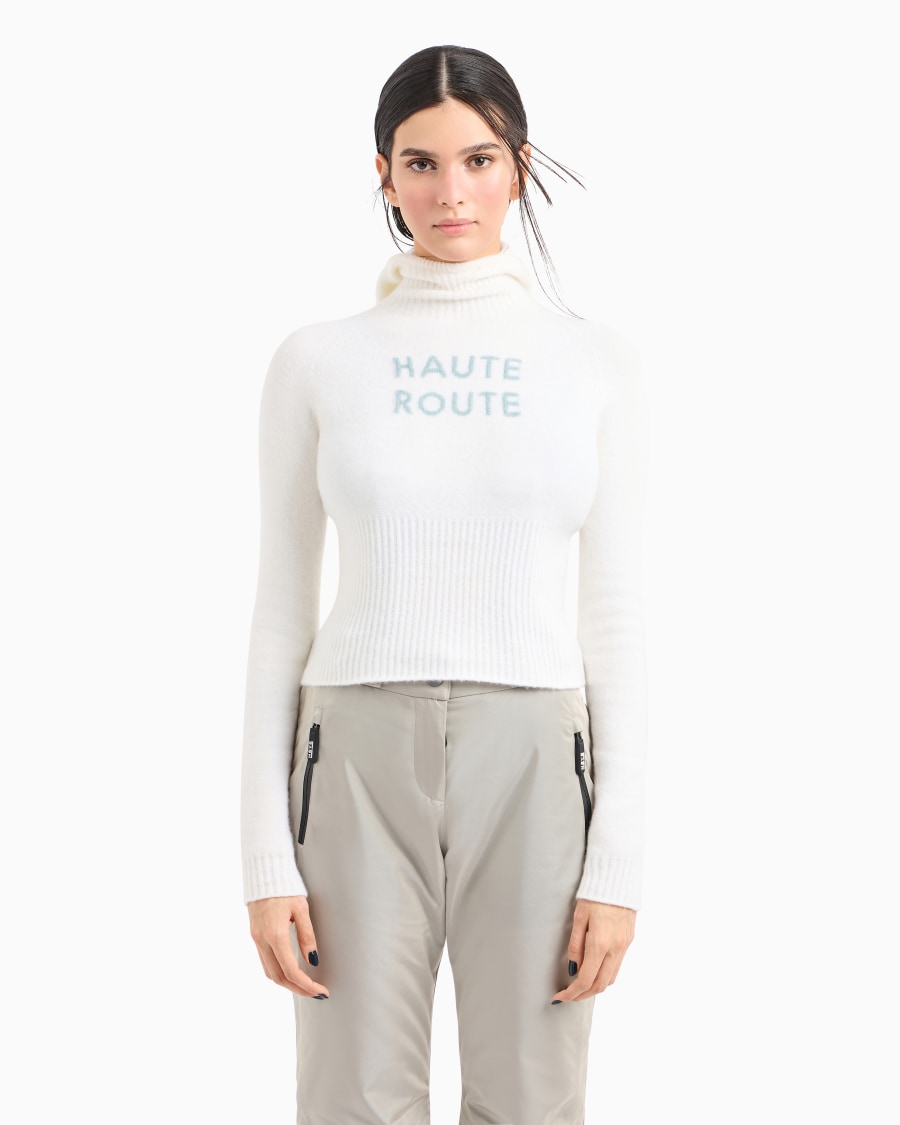 The World Of Armani GIORGIO ARMANI NEVE MAGLIA CON CAPPUCCIO IN MISTO LANA VERGINE E CASHMERE