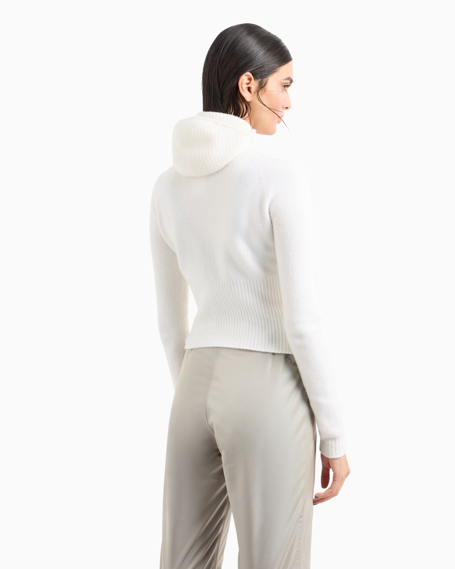 The World Of Armani GIORGIO ARMANI NEVE MAGLIA CON CAPPUCCIO IN MISTO LANA VERGINE E CASHMERE