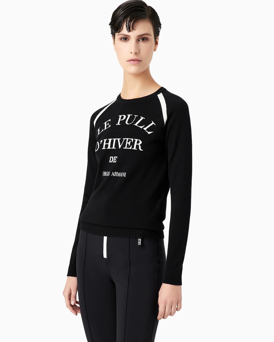 The World Of Armani GIORGIO ARMANI NEVE MAGLIA GIROCOLLO IN CASHMERE