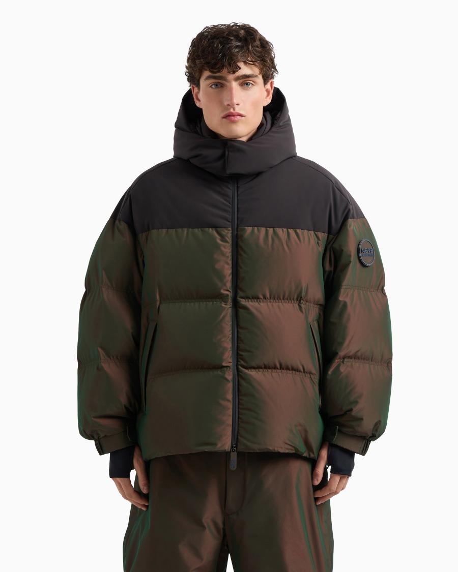 The World Of Armani GIORGIO ARMANI NEVE PIUMINO CON CAPPUCCIO IN TESSUTO CANGIANTE