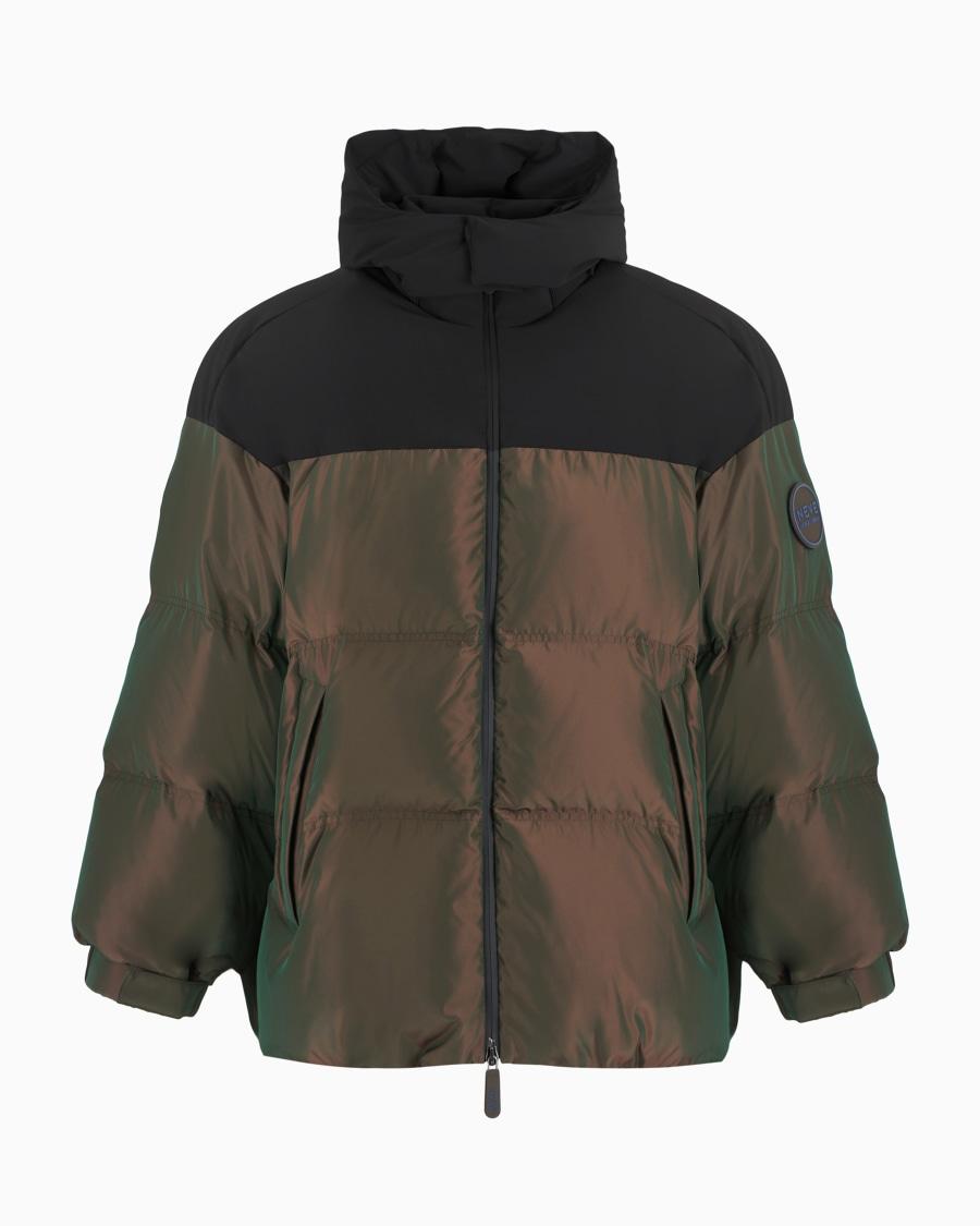 The world of armani GIORGIO ARMANI NEVE PIUMINO CON CAPPUCCIO IN TESSUTO CANGIANTE