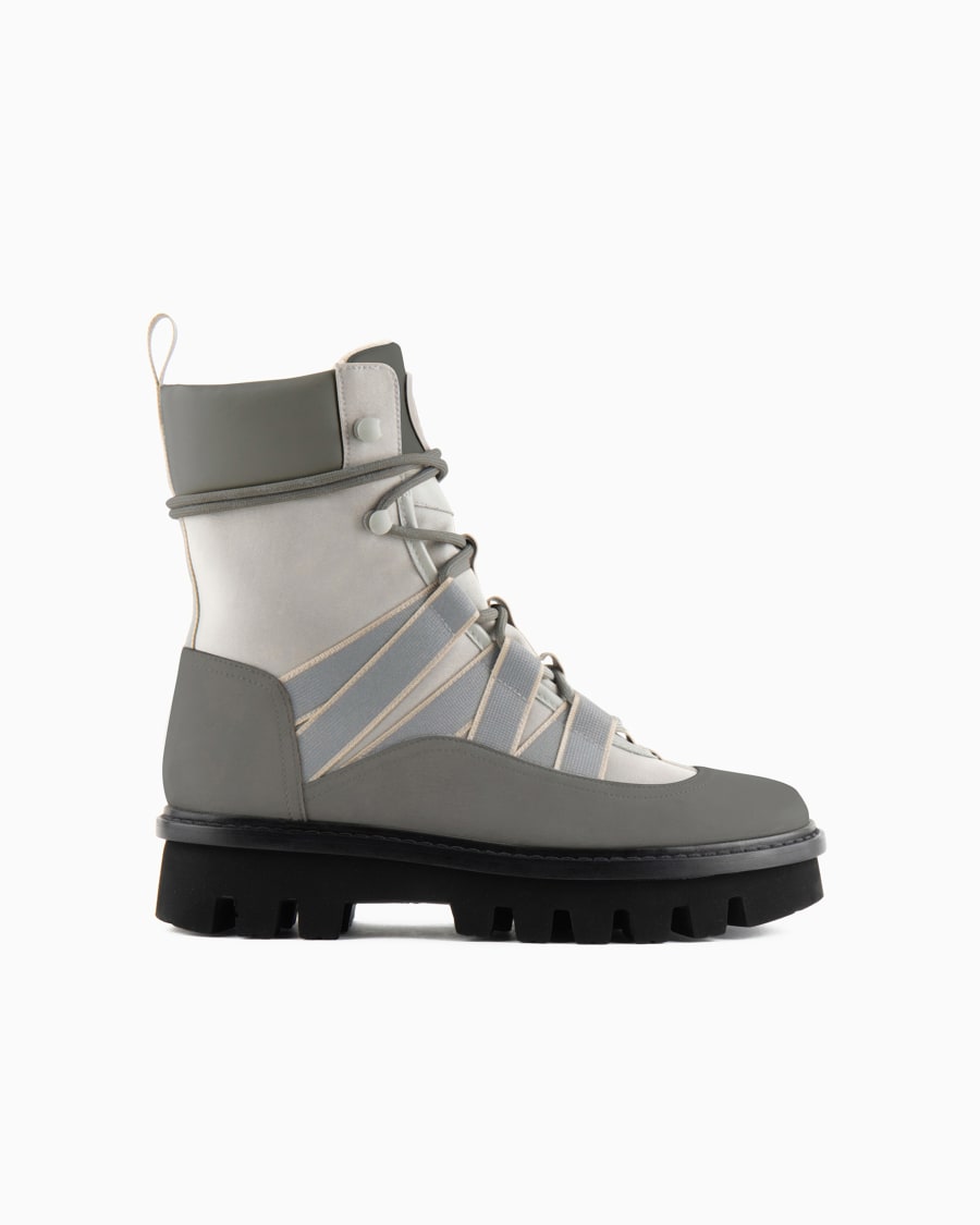 The world of armani GIORGIO ARMANI NEVE STIVALETTI STRINGATI IN NABUK TESSUTO TECNICO E NAPPA