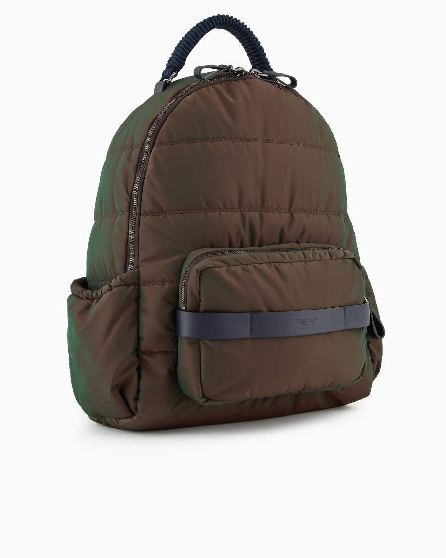 The World Of Armani GIORGIO ARMANI NEVE ZAINO IN NYLON CANGIANTE E PELLE