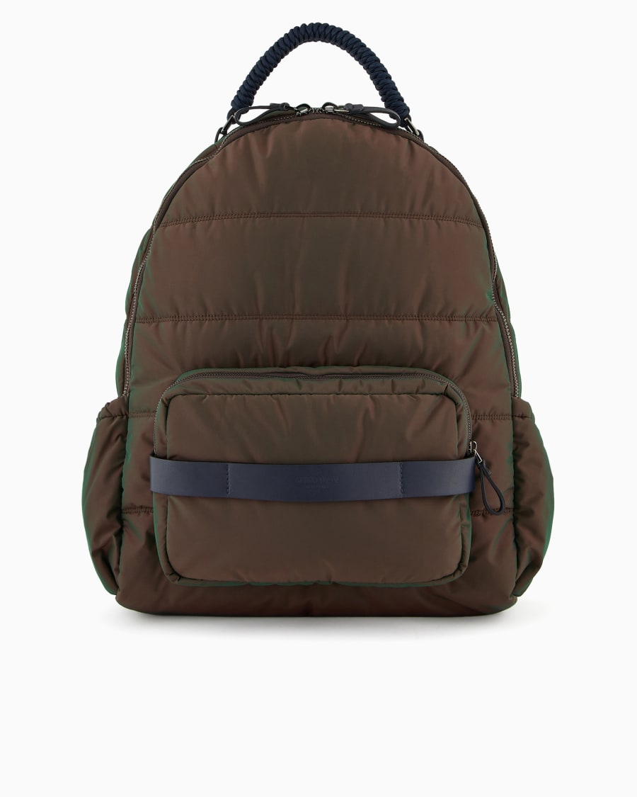 The world of armani GIORGIO ARMANI NEVE ZAINO IN NYLON CANGIANTE E PELLE