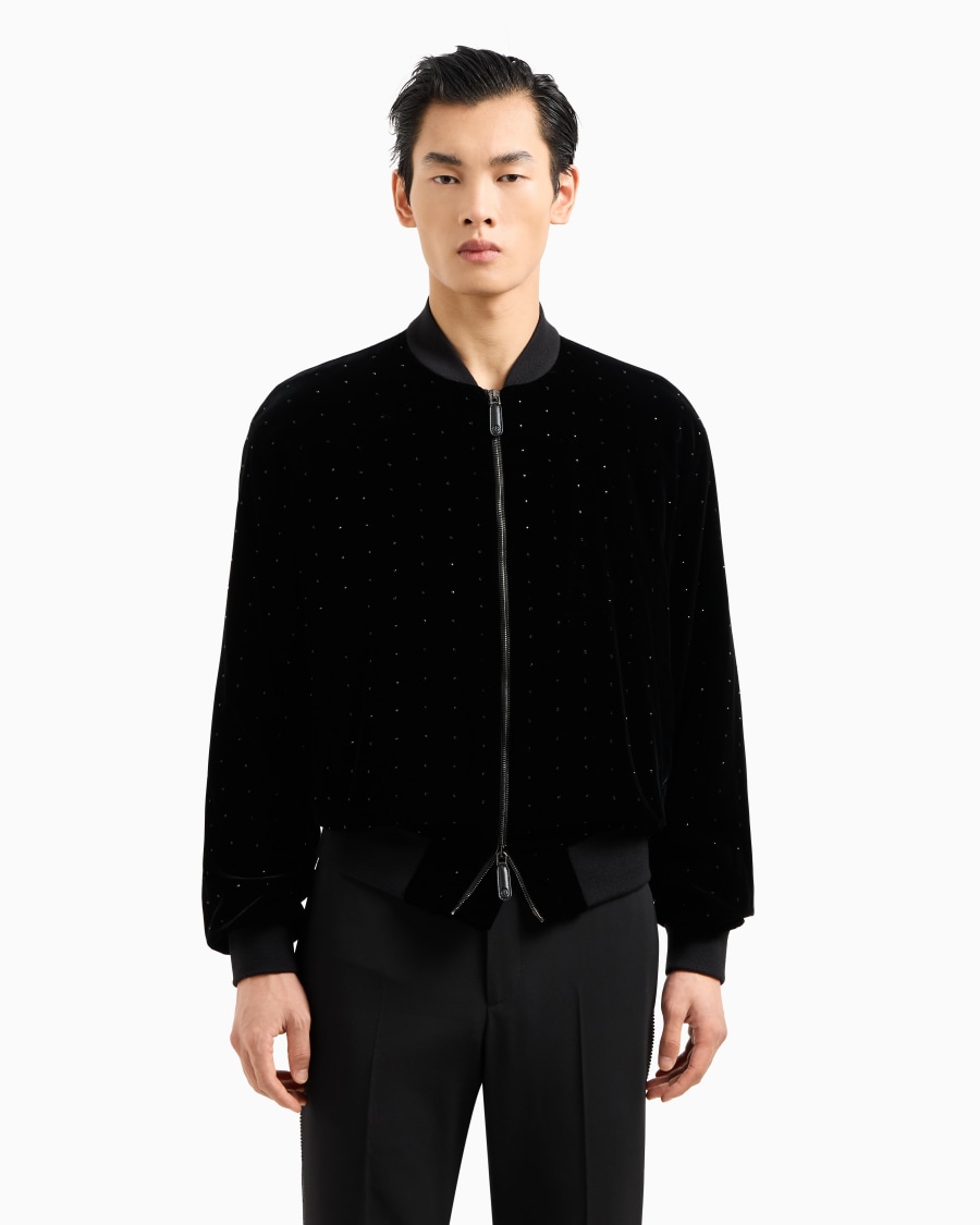 The World Of Armani GIORGIO'S BOMBER IN VELLUTO CON DETTAGLI STRASS