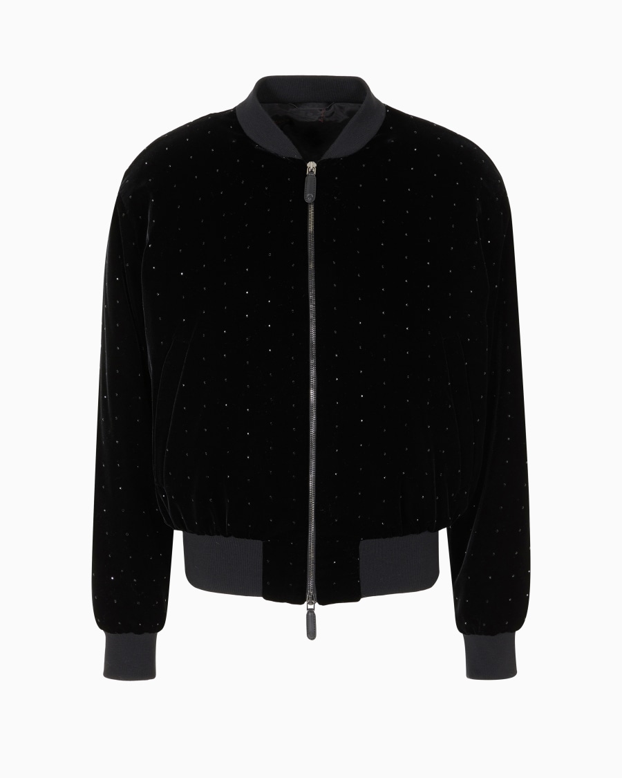 The world of armani GIORGIO'S BOMBER IN VELLUTO CON DETTAGLI STRASS