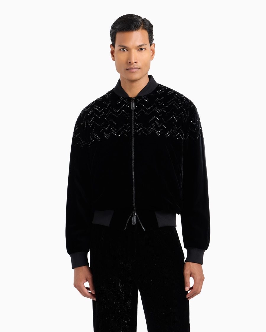 The World Of Armani GIORGIO'S BOMBER IN VELLUTO CON STRASS APPLICATI