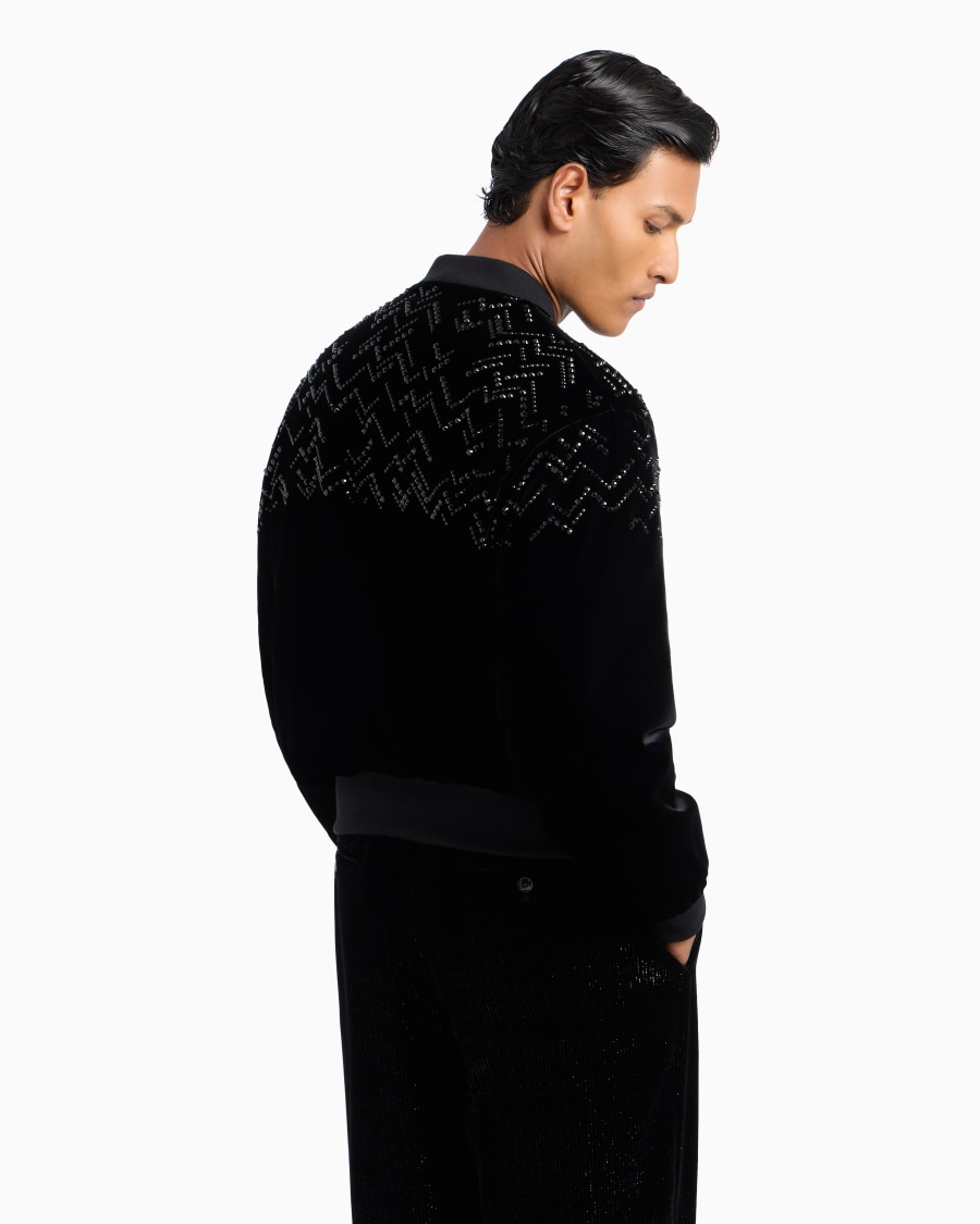 The World Of Armani GIORGIO'S BOMBER IN VELLUTO CON STRASS APPLICATI