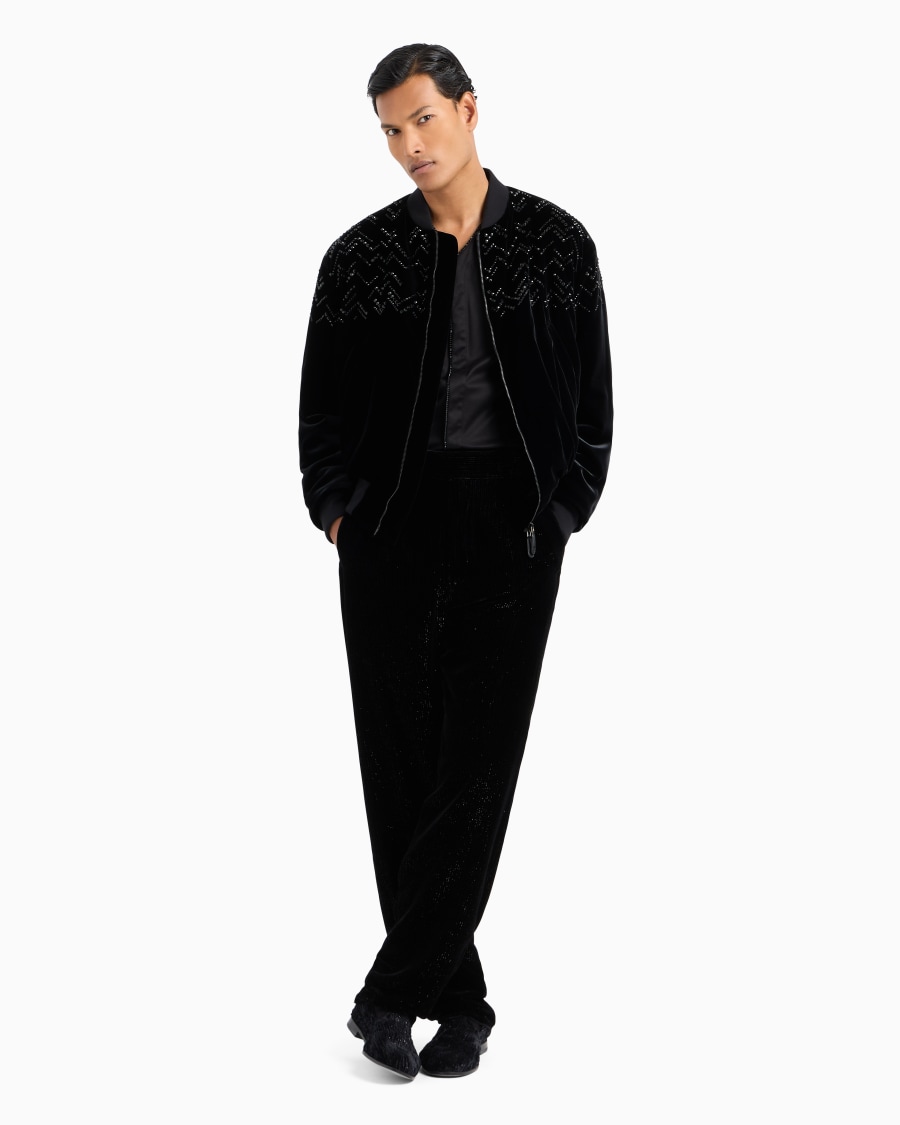 The World Of Armani GIORGIO'S BOMBER IN VELLUTO CON STRASS APPLICATI