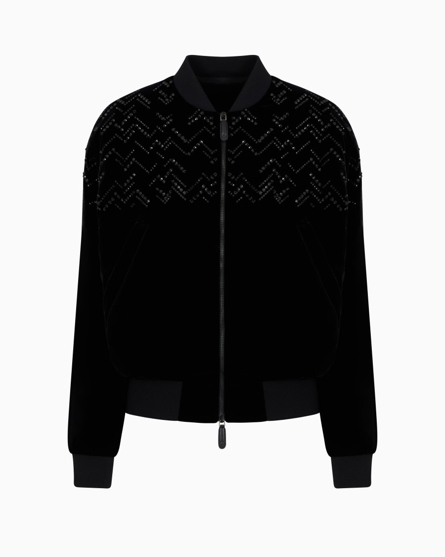The world of armani GIORGIO'S BOMBER IN VELLUTO CON STRASS APPLICATI