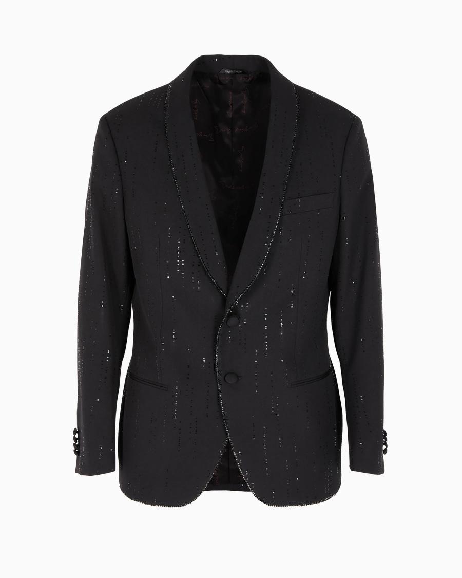 The world of armani GIORGIO'S GIACCA MONOPETTO IN LANA VERGINE EFFETTO GESSATO ASV