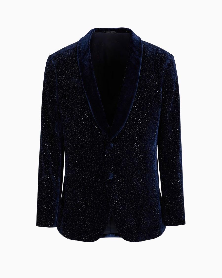 The world of armani GIORGIO'S GIACCA SMOKING MONOPETTO IN VELLUTO E CRISTALLI
