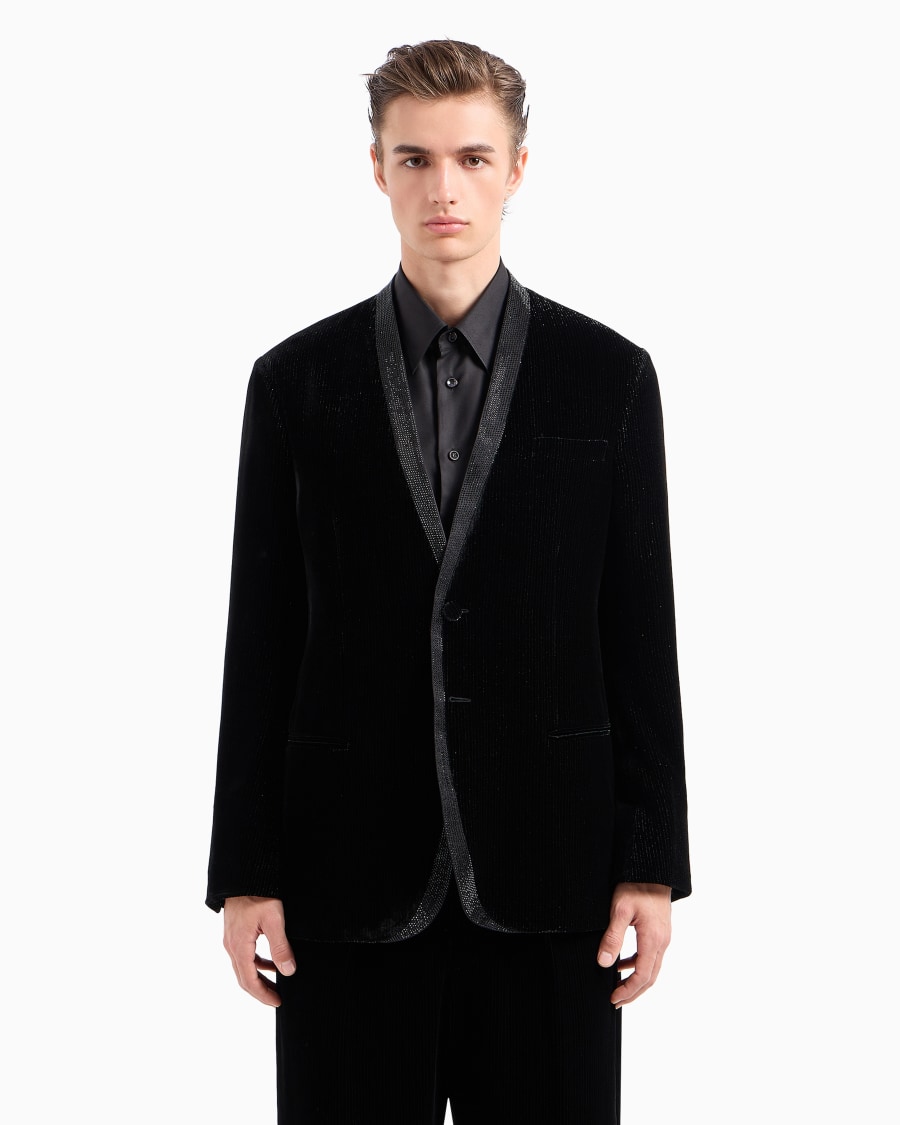 The World Of Armani GIORGIO'S GIACCA SMOKING MONOPETTO IN VELLUTO GESSATO BRILLANTE