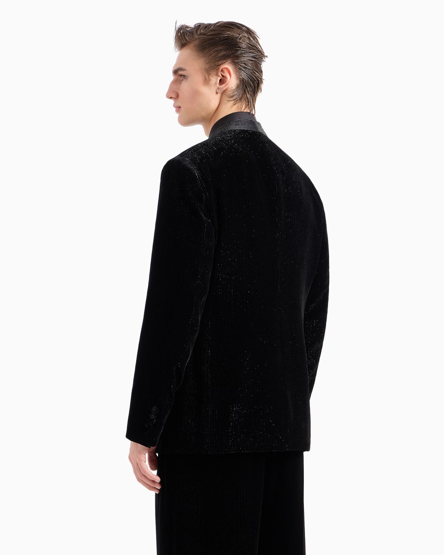 The World Of Armani GIORGIO'S GIACCA SMOKING MONOPETTO IN VELLUTO GESSATO BRILLANTE