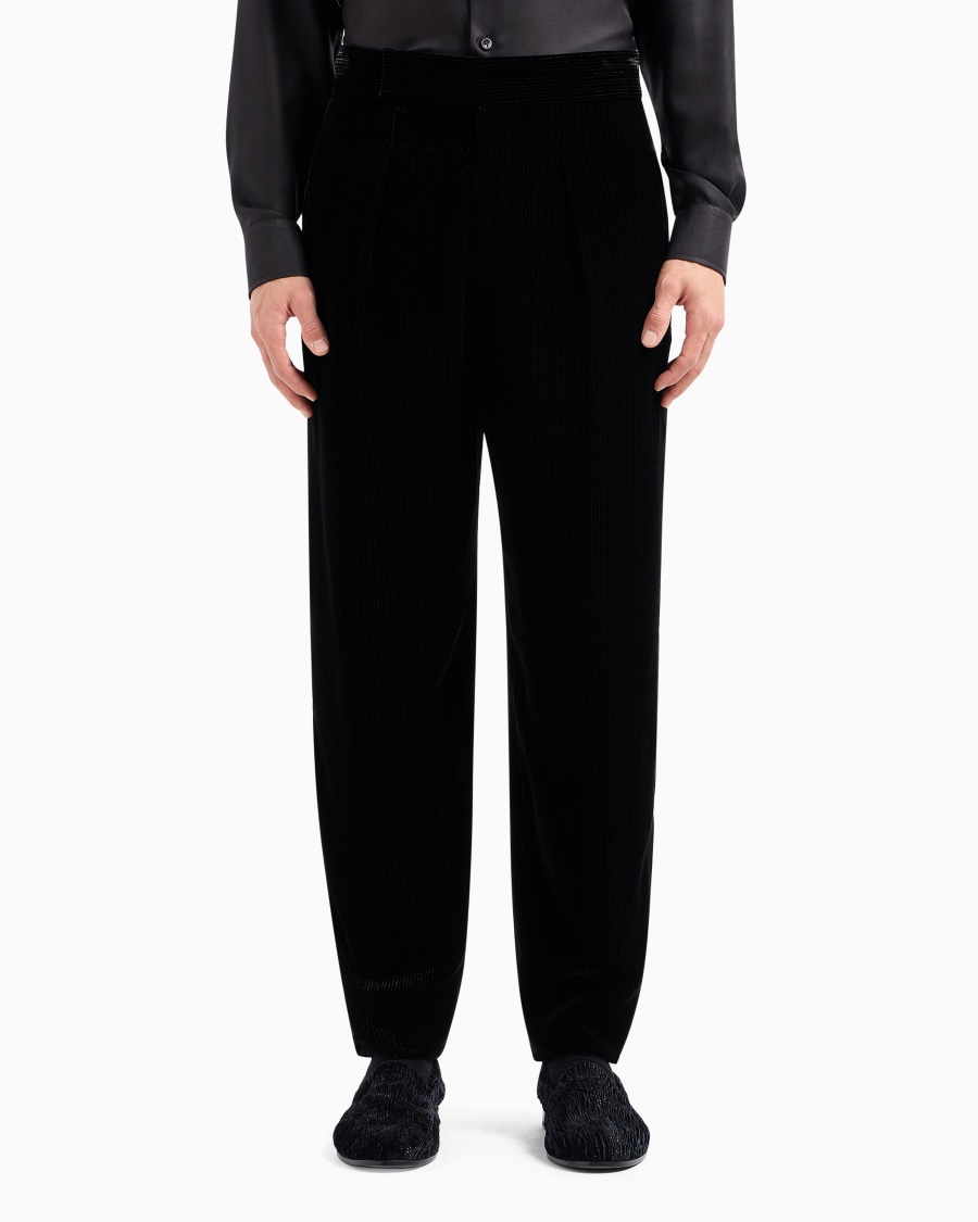 The World Of Armani GIORGIO'S PANTALONI A UNA PINCE IN VELLUTO GESSATO BRILLANTE