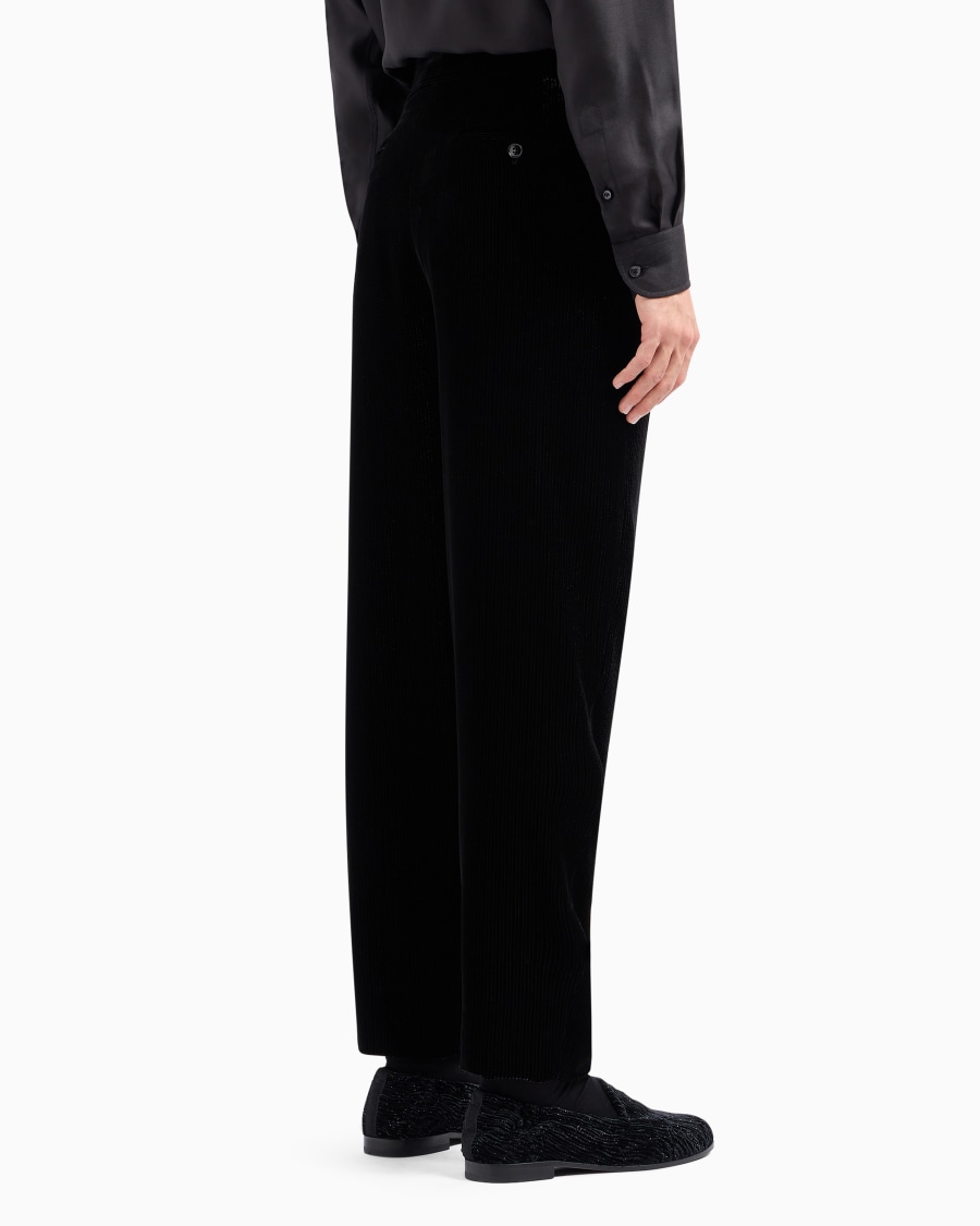 The World Of Armani GIORGIO'S PANTALONI A UNA PINCE IN VELLUTO GESSATO BRILLANTE