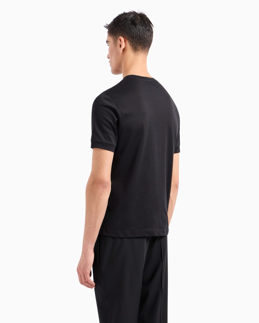 The World Of Armani GIORGIO'S T-SHIRT GIROCOLLO IN JERSEY DI COTONE CON RICAMO CRISTALLI