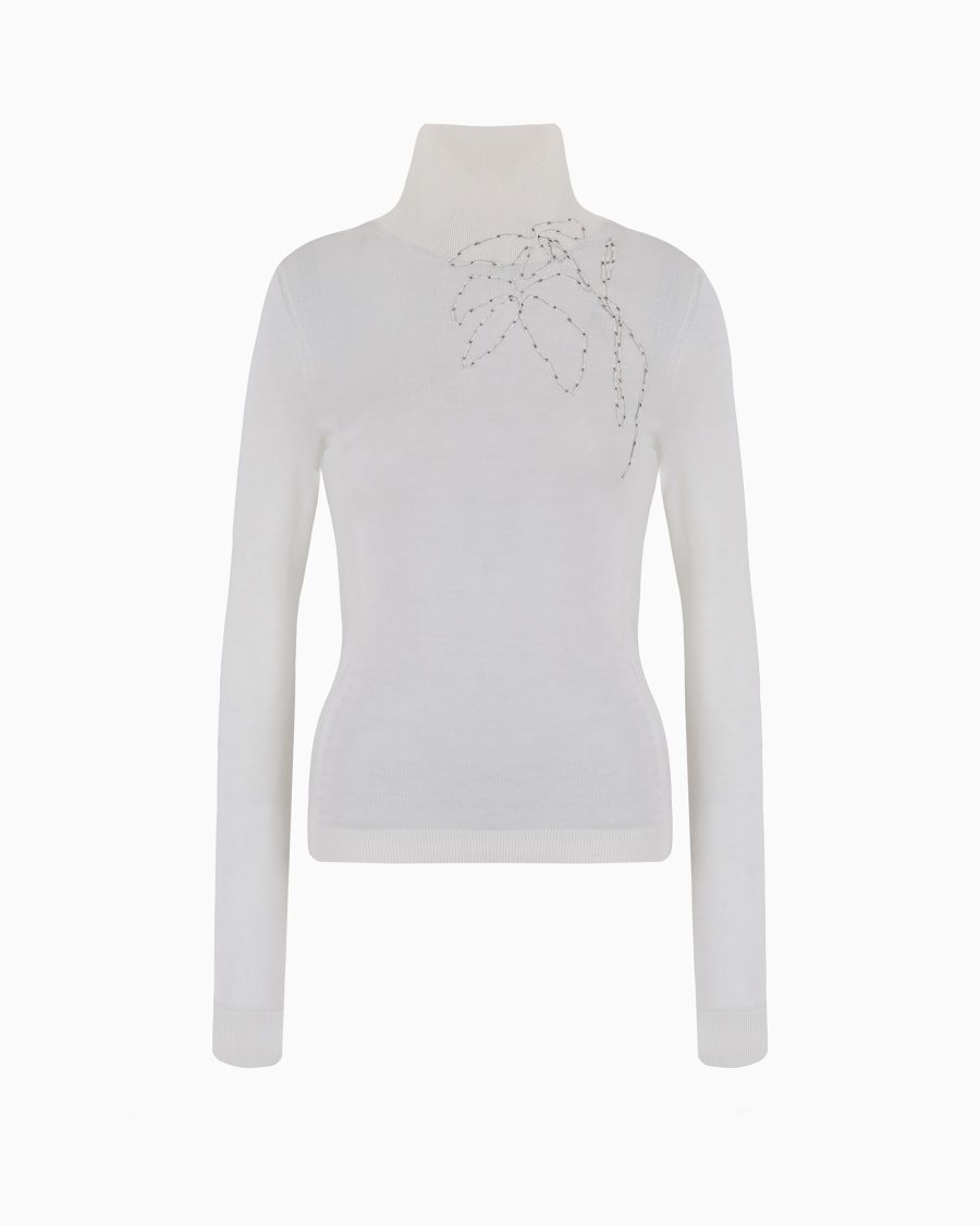 The world of armani MAGLIA A LUPETTO IN CASHMERE E SETA CON RICAMO