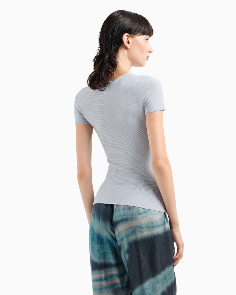 The World Of Armani MAGLIA A MANICHE CORTE IN VISCOSA PUNTO LINKS