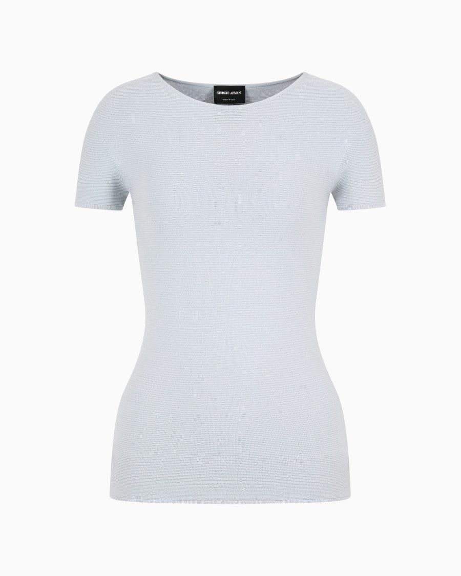 The world of armani MAGLIA A MANICHE CORTE IN VISCOSA PUNTO LINKS