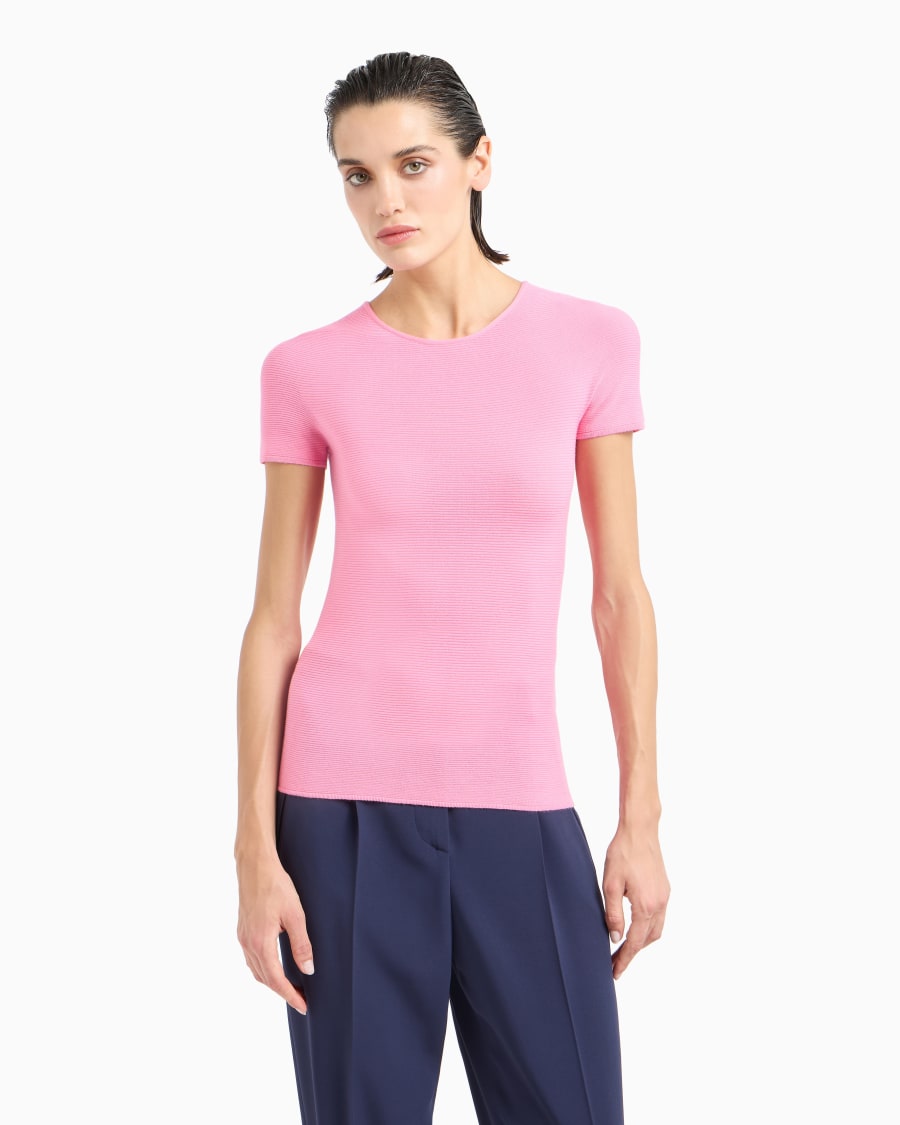 The World Of Armani MAGLIA A MANICHE CORTE IN VISCOSA PUNTO LINKS