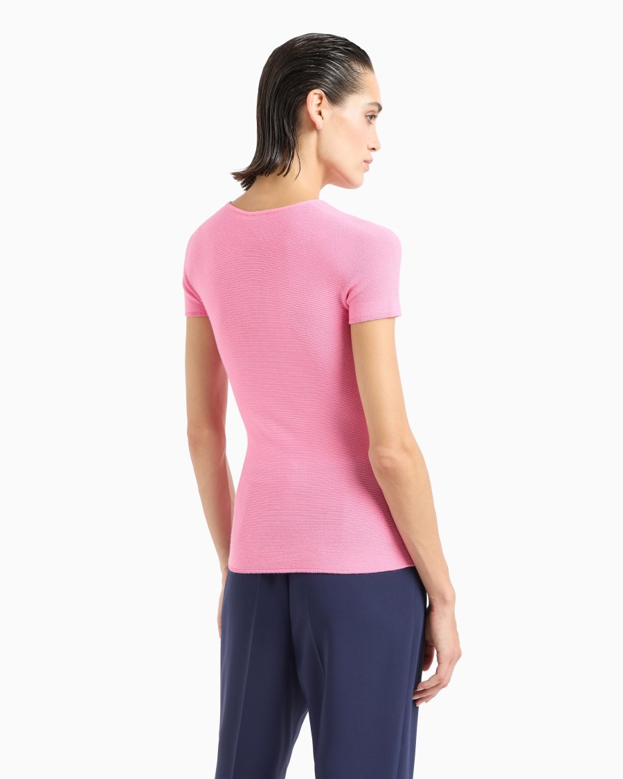 The World Of Armani MAGLIA A MANICHE CORTE IN VISCOSA PUNTO LINKS