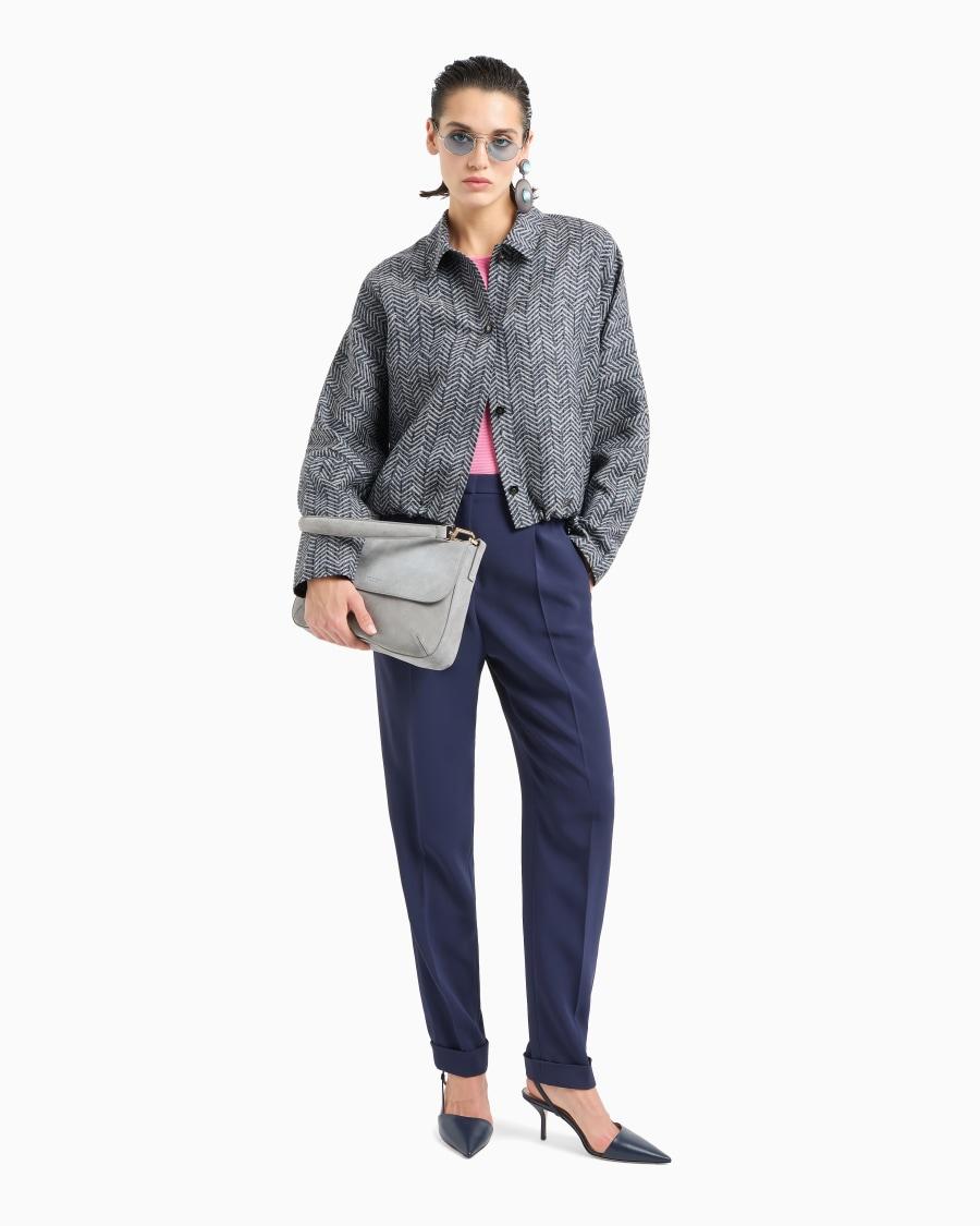 The World Of Armani MAGLIA A MANICHE CORTE IN VISCOSA PUNTO LINKS