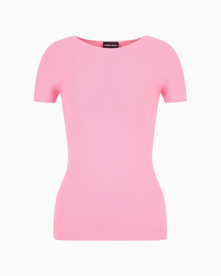 The world of armani MAGLIA A MANICHE CORTE IN VISCOSA PUNTO LINKS