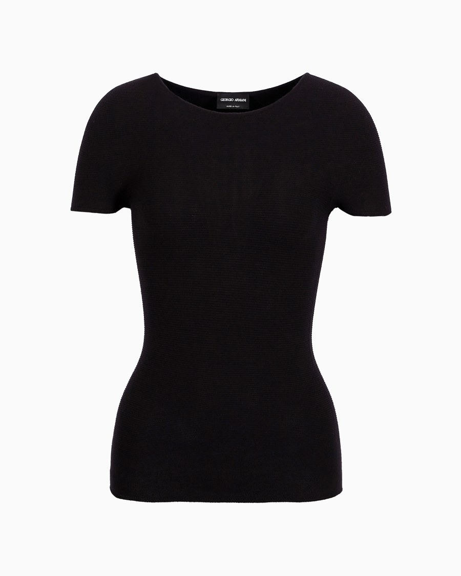 The world of armani MAGLIA A MANICHE CORTE IN VISCOSA PUNTO LINKS