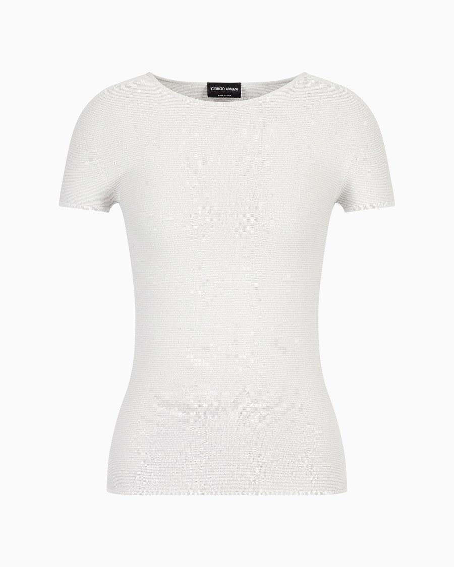 The world of armani MAGLIA A MANICHE CORTE IN VISCOSA PUNTO LINKS