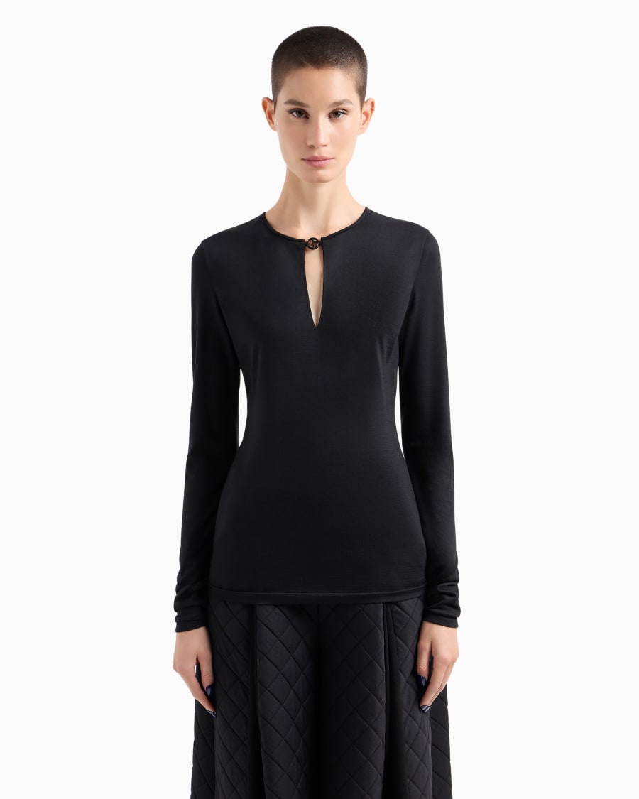 The World Of Armani MAGLIA A MANICHE LUNGHE IN JERSEY DI LANA