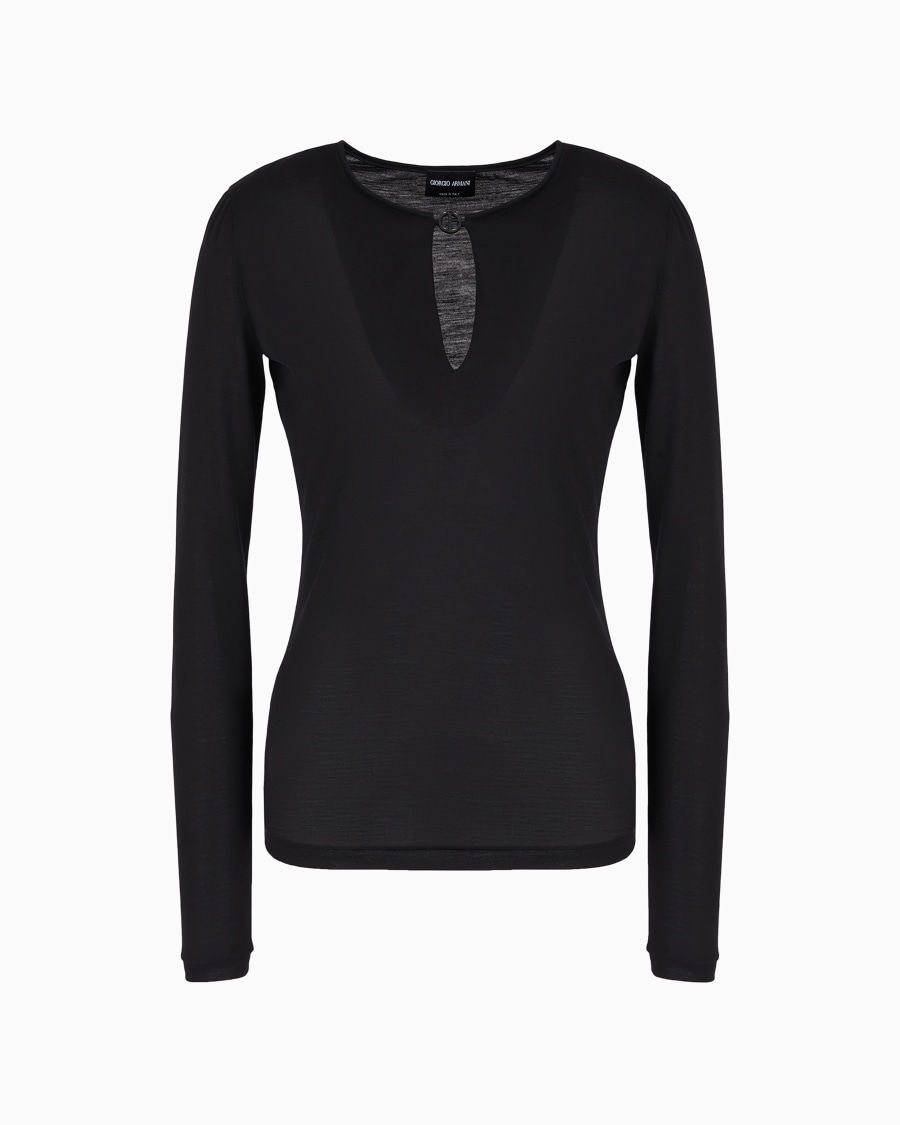 The world of armani MAGLIA A MANICHE LUNGHE IN JERSEY DI LANA