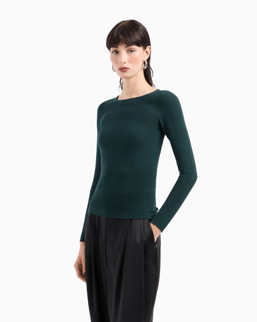 The World Of Armani MAGLIA A MANICHE LUNGHE IN VISCOSA PUNTO LINKS