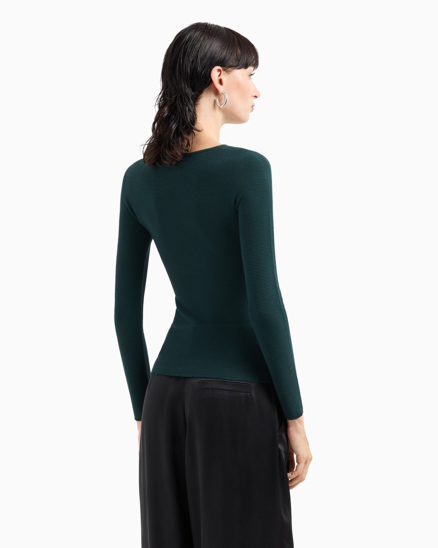 The World Of Armani MAGLIA A MANICHE LUNGHE IN VISCOSA PUNTO LINKS