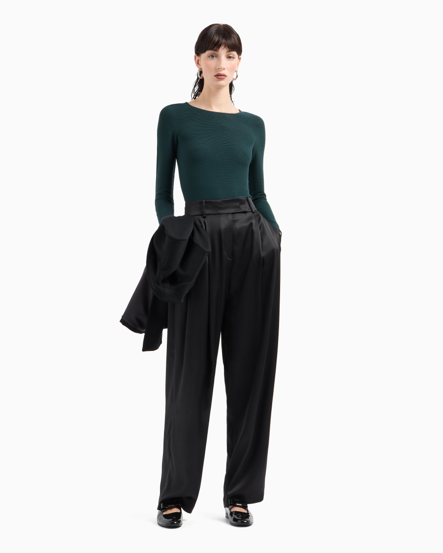 The World Of Armani MAGLIA A MANICHE LUNGHE IN VISCOSA PUNTO LINKS